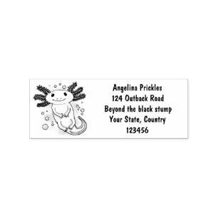 Adorable pink axolotl cartoon rubber stamp