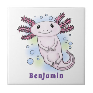 Adorable pink axolotl cartoon tile