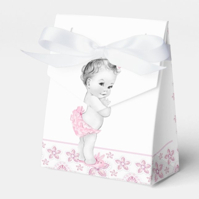 Adorable Pink Baby Shower Favour Boxes (Front Side)