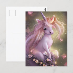 Adorable Pink Baby Unicorn  Postcard