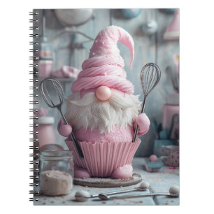 Adorable Pink Baking Gnome Cupcake Notebook