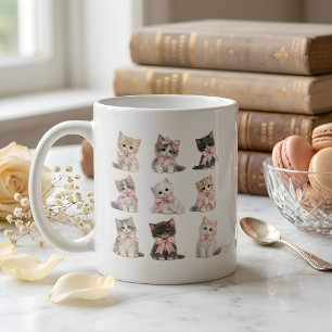 Adorable Pink Bow Kittens Cute Cat Lover's Coffee Mug