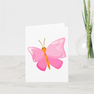 Adorable Pink Cartoon Butterfly  Card