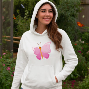 Adorable Pink Cartoon Butterfly  Hoodie