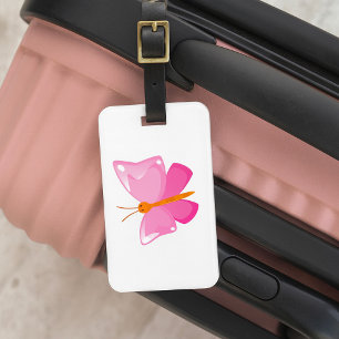 Adorable Pink Cartoon Butterfly Luggage Tag