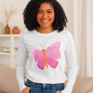 Adorable Pink Cartoon Butterfly  T-Shirt