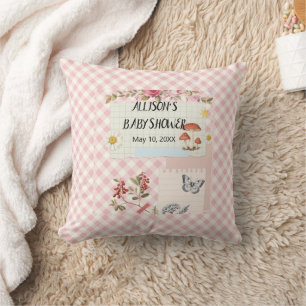 Adorable Pink Chequered Throw Pillow for Baby Show