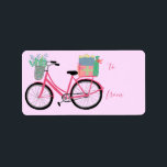 Adorable Pink Christmas Bicycle Holiday Xmas Gift  Label<br><div class="desc">Hope you like this design. Add your own text. Check my shop for more designs and matching items from wrapping paper to kitchen towels! Let me know if you'd like something custom!</div>