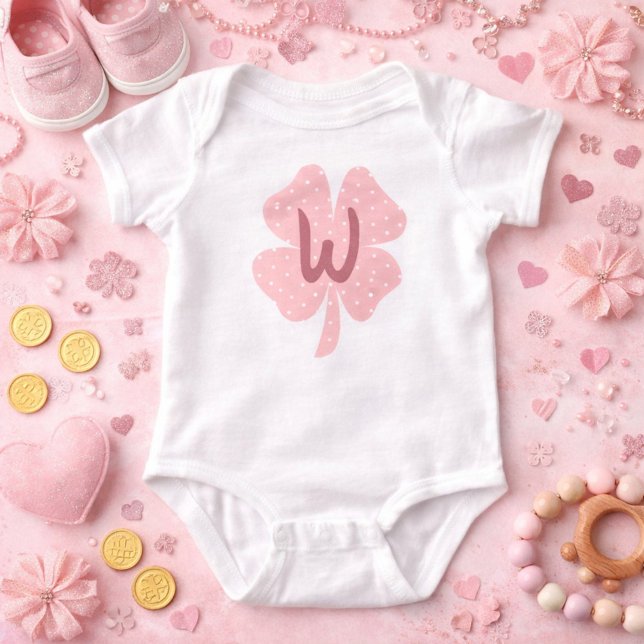 Adorable Pink Clover Monogram Baby Bodysuit (Creator Uploaded)