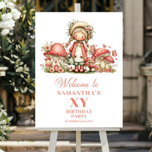 Adorable Pink Fairy Girl Birthday Welcome Poster