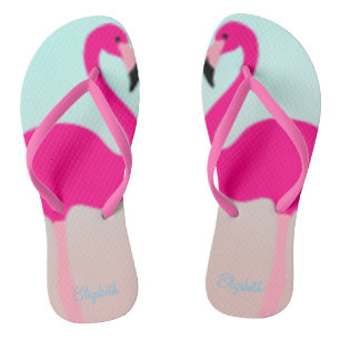 Adorable Pink Flamingos In Love Jandals