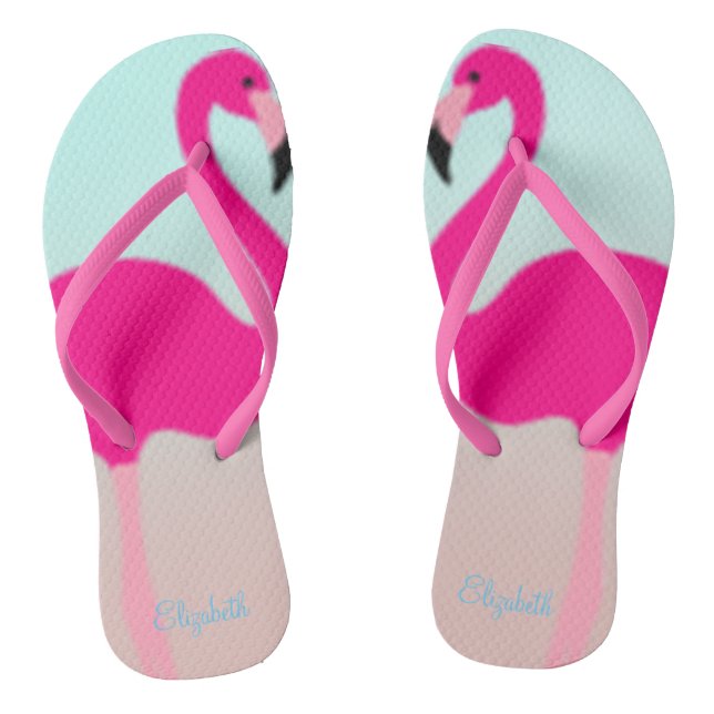 Adorable Pink Flamingos In Love Jandals (Footbed)
