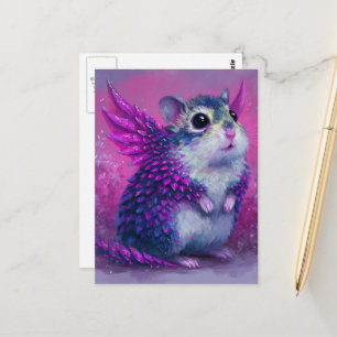 Adorable Pink Hamster Dragon Postcard