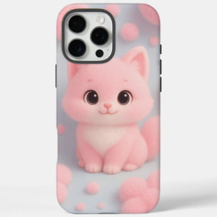 Adorable Pink Kitten with Fluffy Pom-Poms iPhone 16 Pro Max Case