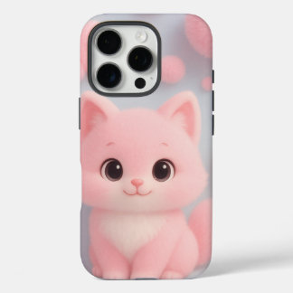 Adorable Pink Kitten with Fluffy Pom-Poms iPhone 16 Pro Case