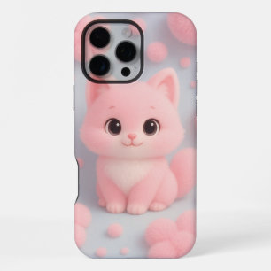 Adorable Pink Kitten with Fluffy Pom-Poms iPhone 16 Pro Max Case
