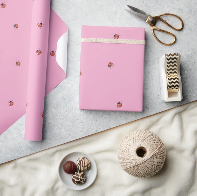 Adorable pink Ladybug Wrapping Paper (Crafts)