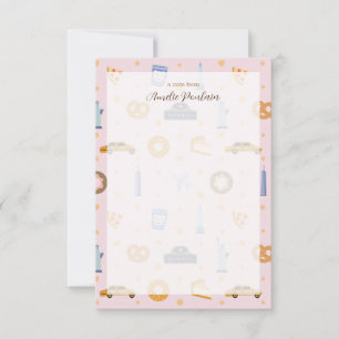 Adorable Pink NYC-Themed Personalised Name Thank You Card