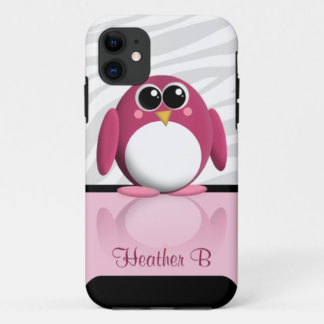 Adorable Pink Penguin personalised iPhone 5 Case (Back)