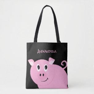 Adorable Pink Pig Personalised Sweet Little Piggy Tote Bag
