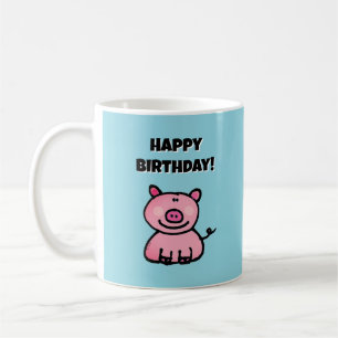 Adorable Pink Piglet Happy Birthday Coffee Mug