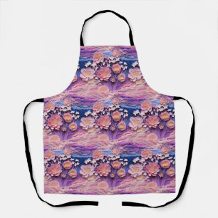 Adorable Pink Purple Pastel Floral Cutout Pattern Apron