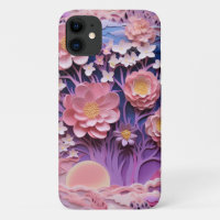 Adorable Pink Purple Pastel Floral Cutout Pattern