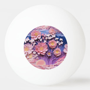 Adorable Pink Purple Pastel Floral Cutout Pattern Ping Pong Ball