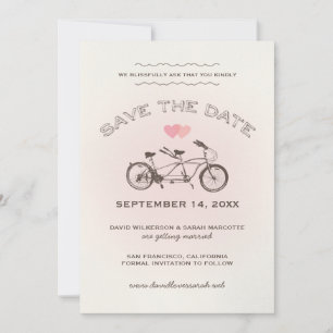 Adorable Pink Tandem Bicycle Invitation