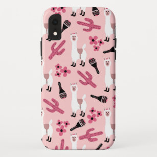 Adorable Pink White Llama Maraca Cactus Floral Case-Mate iPhone Case