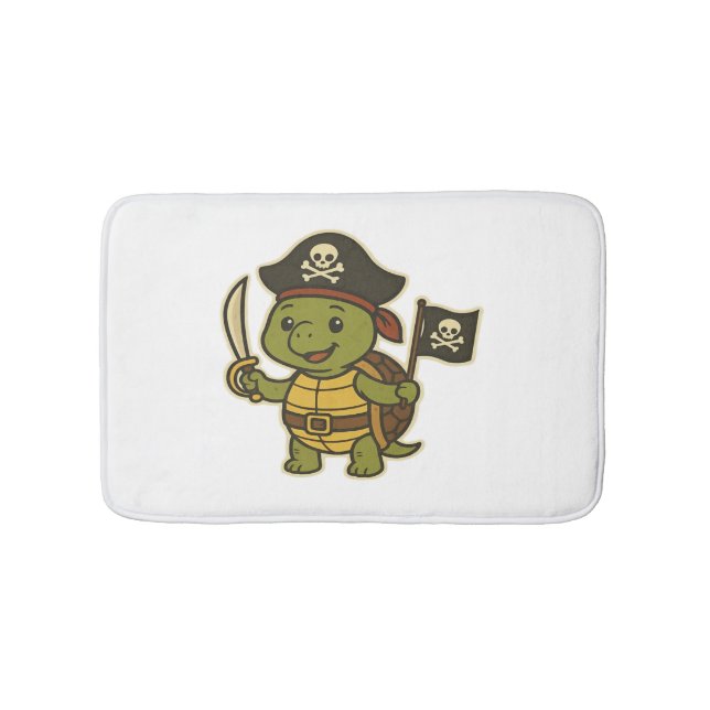 Adorable Pirate Turtle Classic T-Shirt Bath Mat (Front)