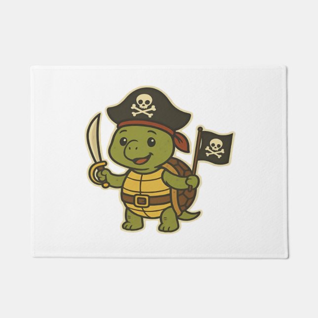Adorable Pirate Turtle Classic T-Shirt Doormat (Front)