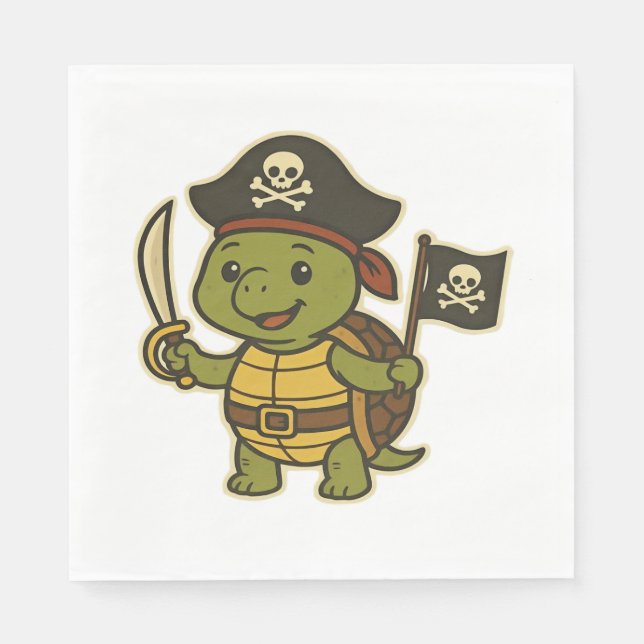 Adorable Pirate Turtle Classic T-Shirt Napkin (Front)
