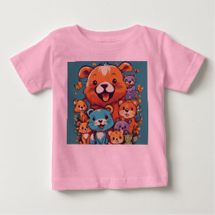 Adorable Playful Kids Animal T-Shirt Design
