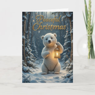 Adorable Polar Bear Christmas Lights Winter Card