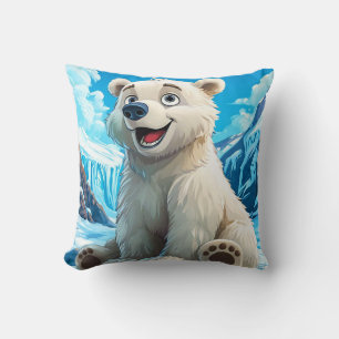 Adorable Polar Bear Cute Winter Cartoon Animal Cushion