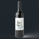 Adorable Polar Bear Hugging Christmas Tree, Cute  Wine Label<br><div class="desc">This delightful christmas charming illustration of a polar bear hugging a tiny Christmas tree, surrounded by soft snowflakes. The design captures a cosy, huggable feel with its fluffy textures, pastel colours, and simple, rounded shapes that evoke warmth and sweetness. Perfect for spreading holiday cheer. A must-have for anyone looking to...</div>