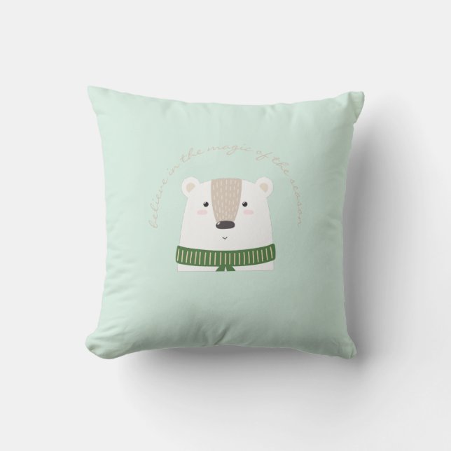 Adorable Polar Bear Illustration  Cushion (Front)