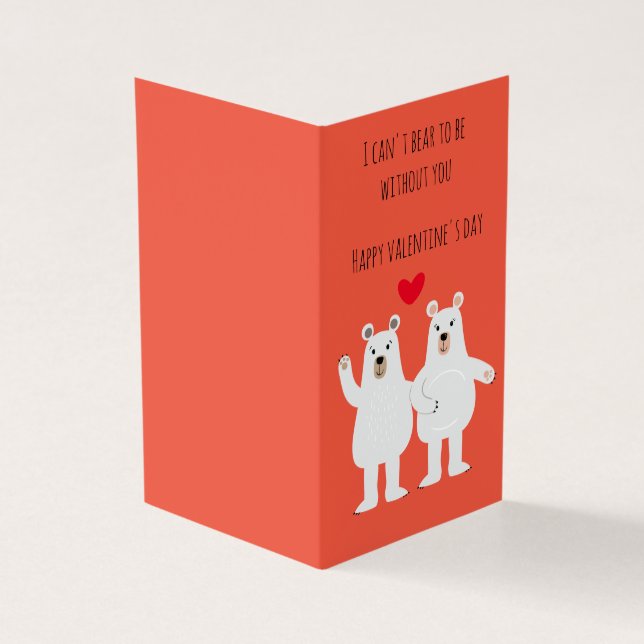 adorable polar bear pun valentine's day card (Outside)