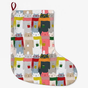 Adorable Polar Bears Large Christmas Stocking