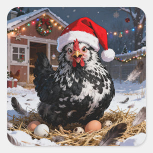 Adorable Polish Chicken Festive Square Sticker