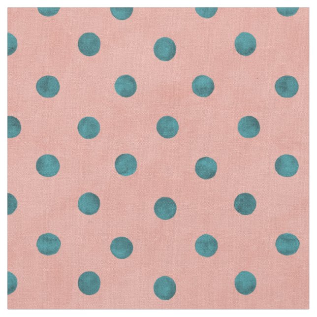 Adorable polka dot pattern in blue and pink fabric (Close Up)
