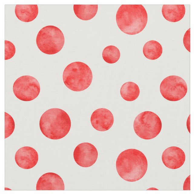 Adorable polka dot pattern l Red and white Fabric (Close Up)