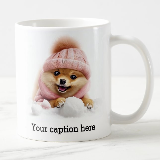 Adorable Pomeranian Winter Playtime Coffee Mug (Creator Uploaded)
