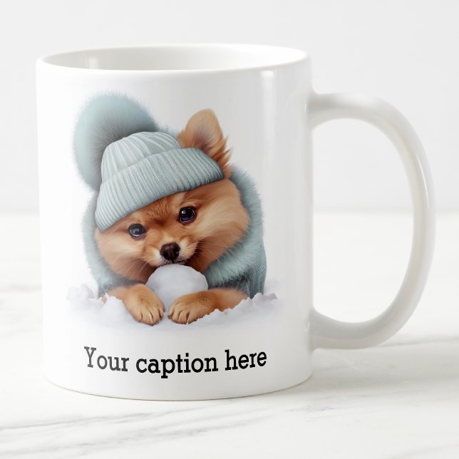 Adorable Pomeranian Winter Playtime Coffee Mug (Creator Uploaded)