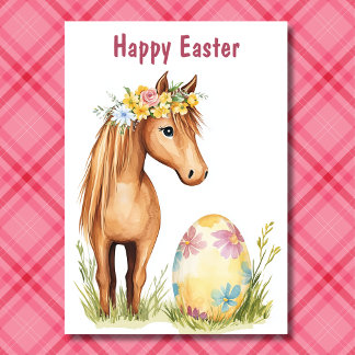 Adorable Pony - Floral Horse Easter Holiday Card