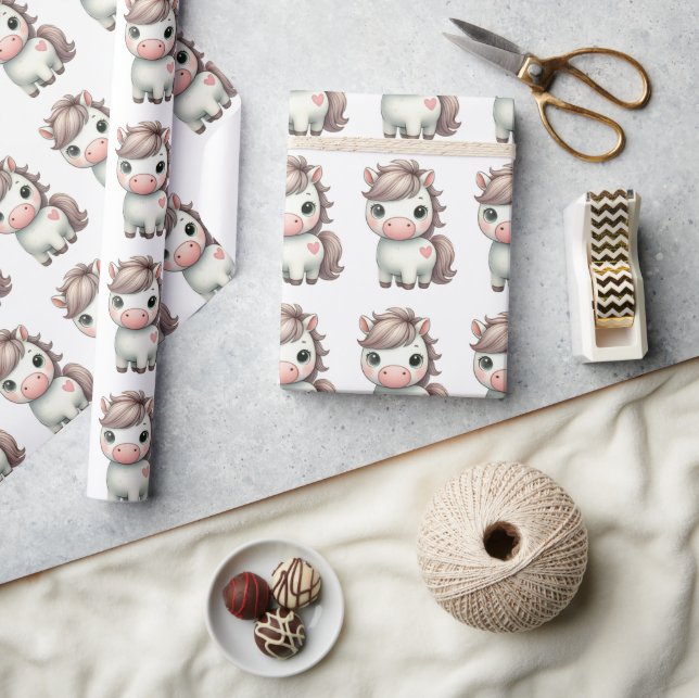 Adorable Pony with Heart Wrapping Paper (Crafts)