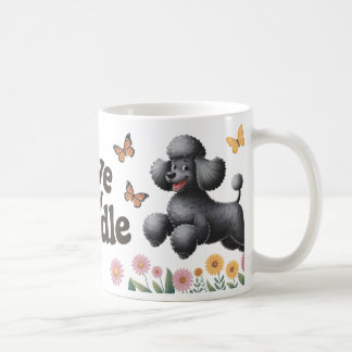 Adorable Poodle Lover Design with Sunflowers Coffee Mug