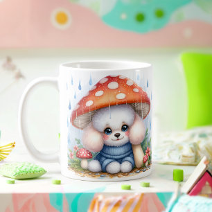 Adorable Poodle Puppy Under Mushroom Umbrella Coffee Mug