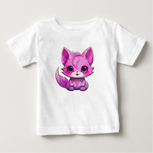 Adorable Portrait Print of a Pink Cyborg Cat Baby T-Shirt